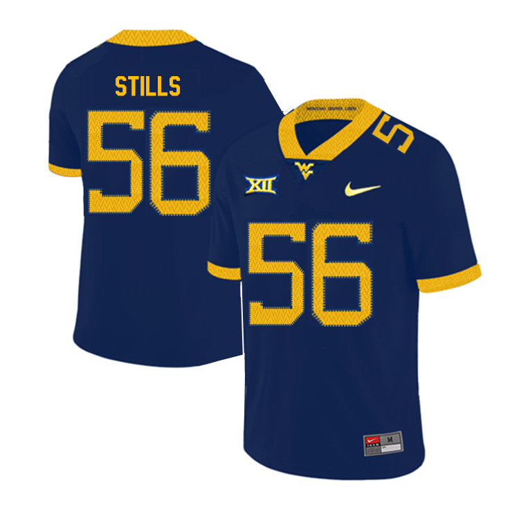 2019 Men #56 Darius Stills West Virginia Mountaineers College Football Jerseys Sale-Navy